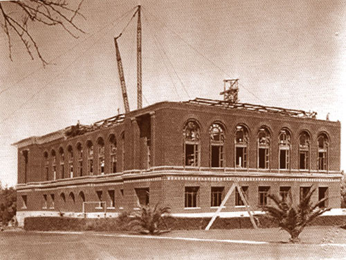 The University Library under construction, as seen from the southeast side.